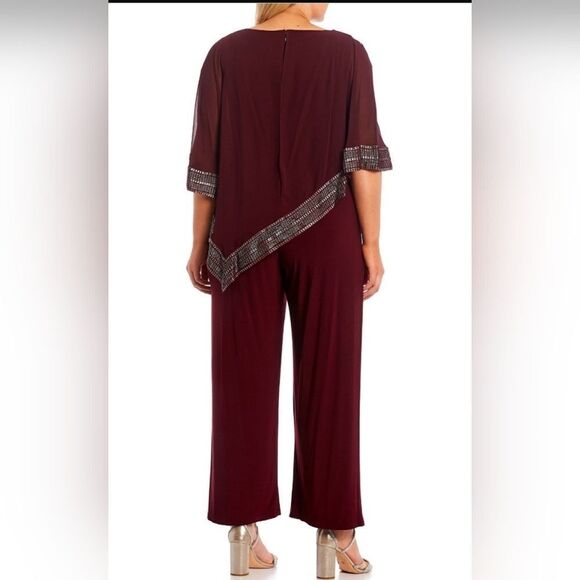 SLNY foil trim asymmetrical pop over jumpsuit - Picture 2 of 9